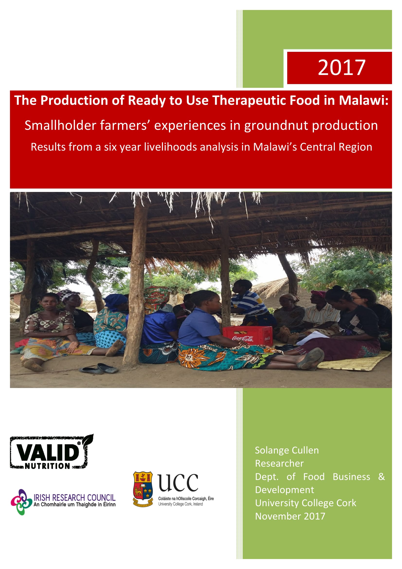 UCC’s Department of Food Business & Development collaborates with Valid Nutrition in research to combat malnutrition and support livelihoods in Malawi: Meeting on 20th November